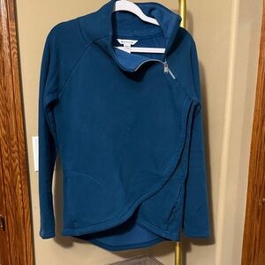 Athleta Deep Teal Asymmetrical Zip Pullover